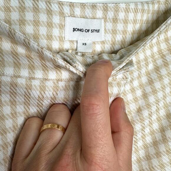Song of Style (Revolve) Janie Beige White Check Pants, Women's Size X-SMALL - Picture 3 of 7